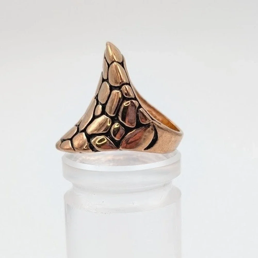 RS Covenant RSC Ring Size 7 Bronze Tone‎ Pebble Statement Chunky Brutalist